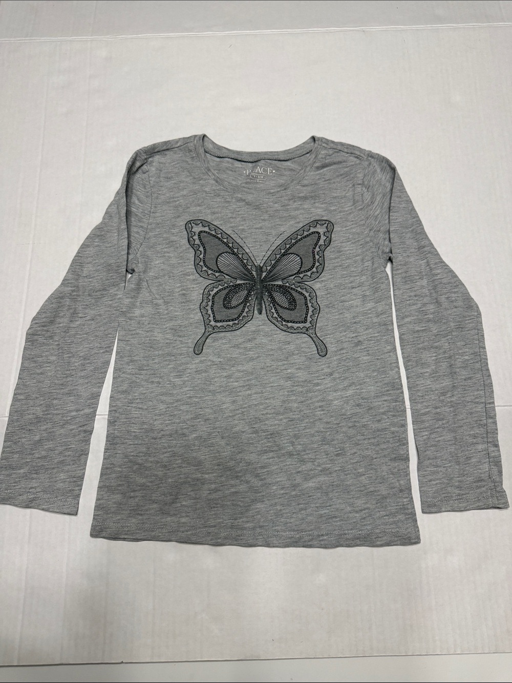 The Children's Place Gray Long Sleeve Tee with Butterfly